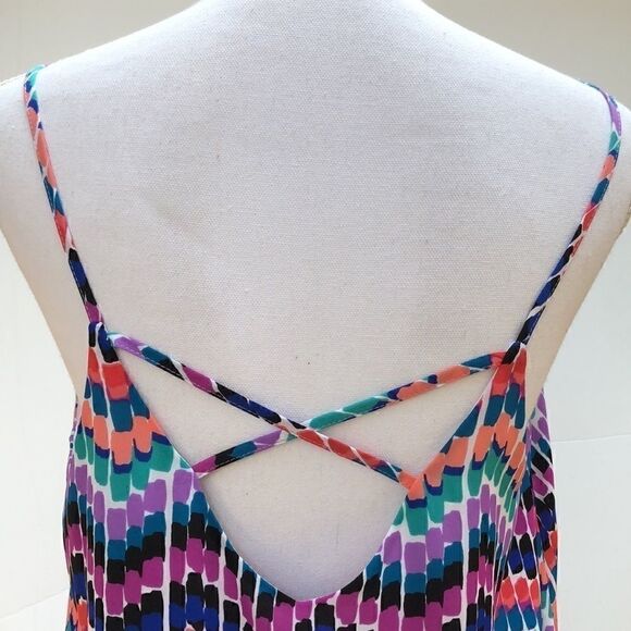 AQUA CHEVRON ZIGZAG MULTICOLOR TANK TOP CAMI SZ L - Picture 6 of 8